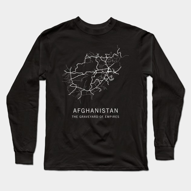 Afghanistan Road Map Long Sleeve T-Shirt by ClarkStreetPress